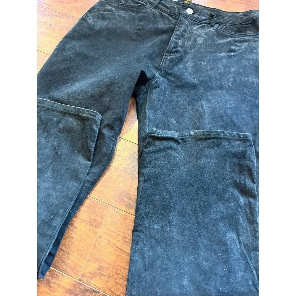 Vintage Jou Jou Skins Suede Leather Biker Y2K Slim Straight Pants Size 13/14